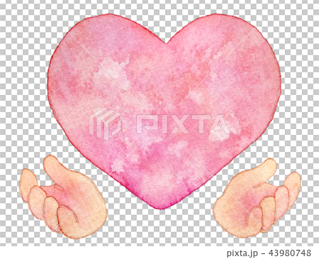 Watercolor illustration of two hands holding a big heart Watercolor illustration of two hands holding a big heart 43980748