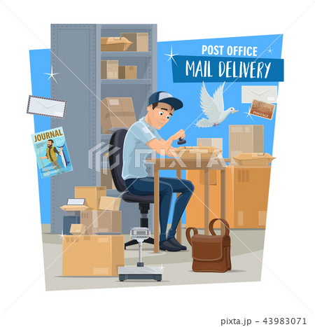 Post office service, postman with mail Post office service, postman with mail 43983071