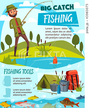 Best Fisherman With Different Fishing Tools Illustration, 41% OFF