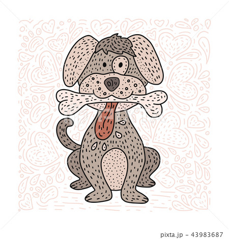 Happy detailed doodle hand drawn dog. Happy detailed doodle hand drawn dog. 43983687