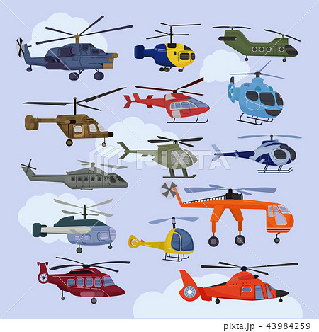 Helicopter vector copter aircraft jet or rotor plane and chopper flight transportation in sky 43984259