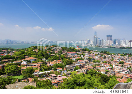 aerial view of Gulangyu island with Xiamen skyline 43985642