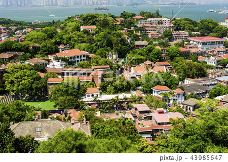 aerial view of Gulangyu island with Xiamen skyline 43985647