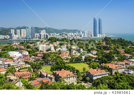 aerial view of Gulangyu island with Xiamen skyline 43985661