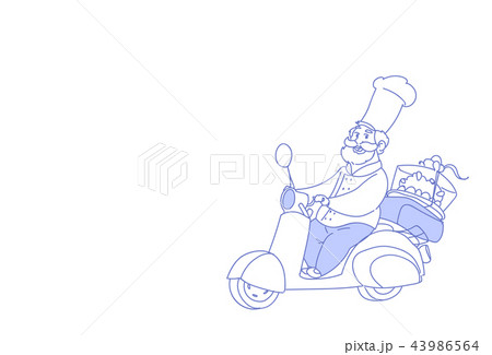 chef cook riding electric scooter cake fast delivery concept vintage motorcycle sketch doodle chef cook riding electric scooter cake fast delivery concept vintage motorcycle sketch doodle 43986564