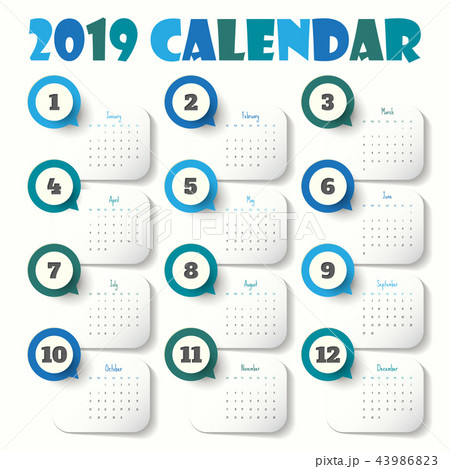 2019 Modern calendar template .Vector/illustration 43986823