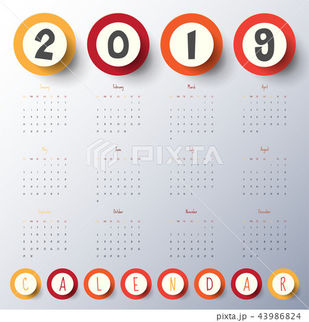 2019 Modern calendar template .Vector/illustration 2019 Modern calendar template .Vector/illustration 43986824