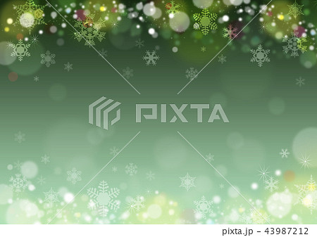 クリスマス 冬の背景 雪の結晶 緑 背景 イラストのイラスト素材