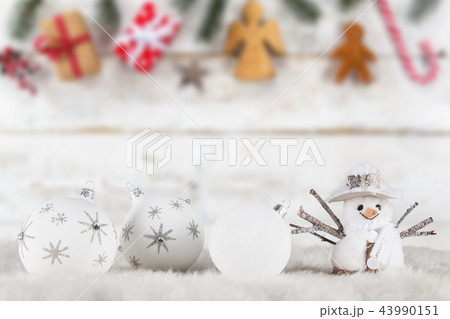 Christmas decoration on wooden background 43990151