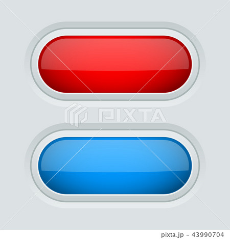 Red and blue oval push buttons. 3d web interface elements 43990704