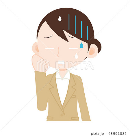 アラサーアラフォー女性社員 Ol 焦る冷や汗のイラスト素材 43991085 Pixta