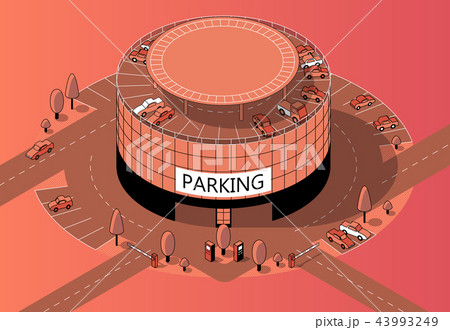 Vector 3d isometric multi-storey parking with territory 43993249