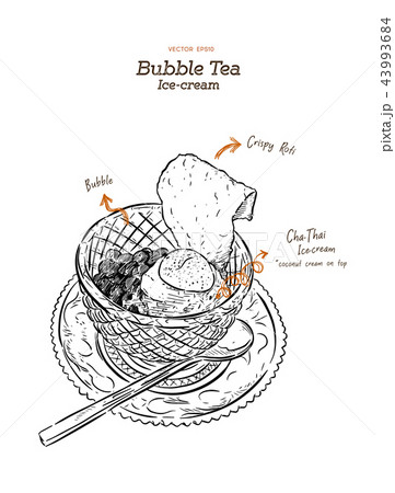 Bubble tea Ice-cream, Hand draw sketch vector. Bubble tea Ice-cream, Hand draw sketch vector. 43993684