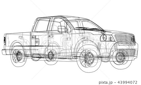 Car SUV drawing outline. Vector rendering Car SUV drawing outline. Vector rendering 43994072