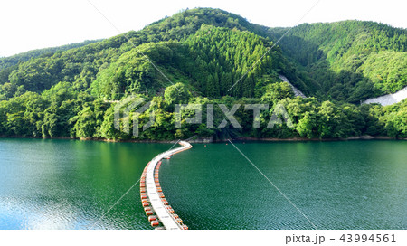 ＜奥多摩湖＞　麦山浮橋（ドラム缶橋）　（アスペクト比16：9）　東京都西多摩郡奥多摩町 43994561