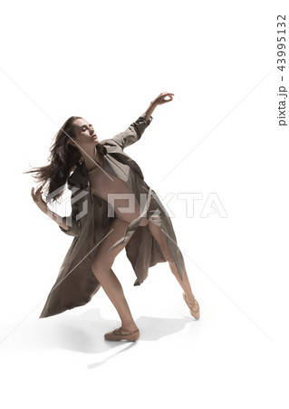 Beautiful slim young female modern jazz contemporary style ballet dancer 43995132