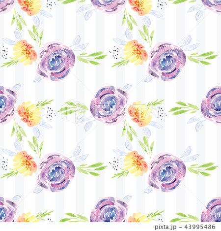 Hand-painted watercolor floral rose Pattern 43995486