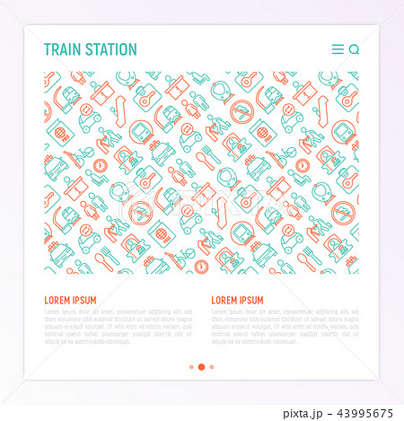Train station concept with thin line icons 43995675