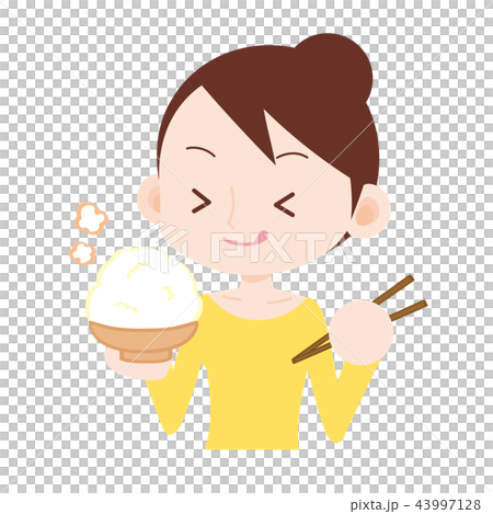 大食いの女性 ご飯大盛り いただきます 大食いの女性 ご飯大盛り いただきます 43997128