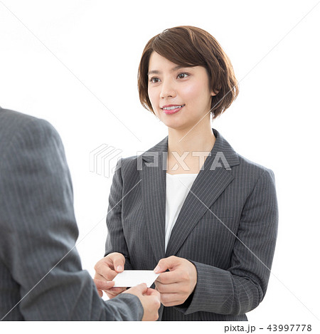 ビジネスウーマン　名刺交換 43997778