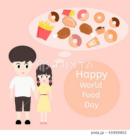 Boy and girl are happy in world food day 43999802