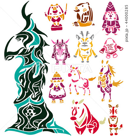 Shadow Animal Tribal Horse Deer Stock Illustration
