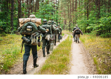 German Infantry Soldier In World War II Marching Walking Along F German Infantry Soldier In World War II Marching Walking Along F 44006185