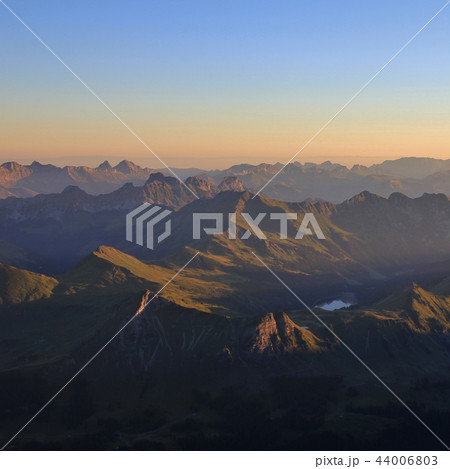 Summer sunrise in the Swiss Alps. Summer sunrise in the Swiss Alps. 44006803
