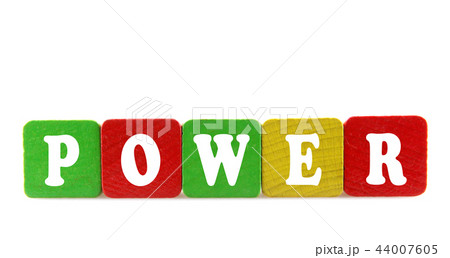 power - isolated text in wooden building blocks 44007605