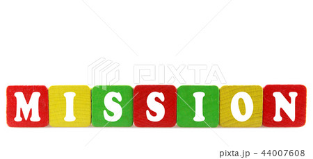 mission - isolated text in wooden building blocks 44007608