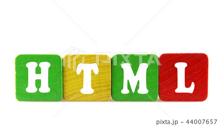 html - isolated text in wooden building blocks 44007657
