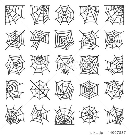 Editable stroke Spider web thin line icon set 44007887