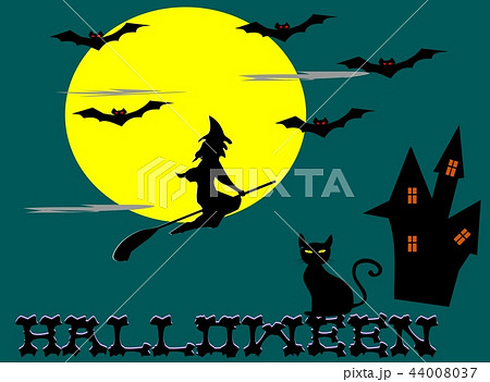witch riding broom in front of moon witch riding broom in front of moon