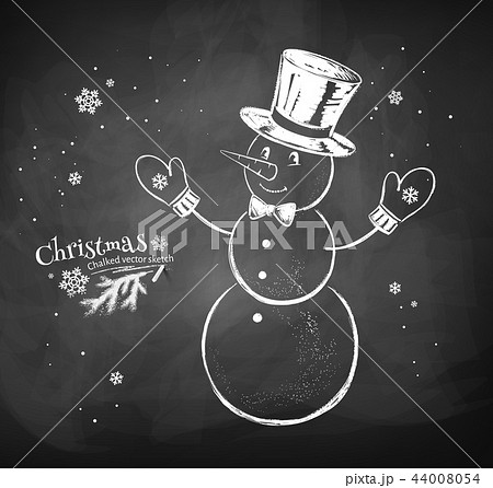 Snowman Character Wearing Cylinder Hatのイラスト素材
