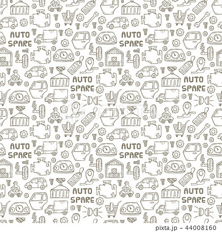 Car recyclers and scarp breaker and auto spare parts icons in hand drawn style background and 44008160