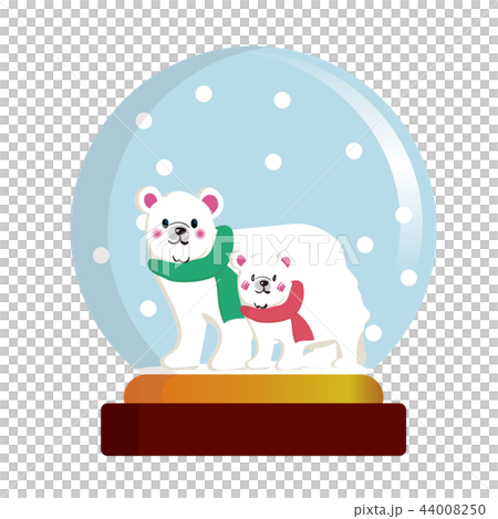 Snow dome illustration | Polar bear parent and... - Stock Illustration ...