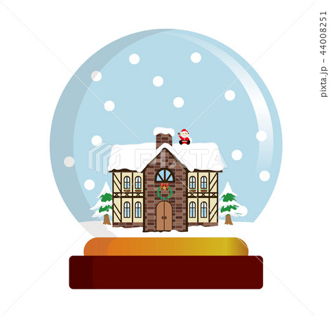 冬のイメージ スノードームのイラスト 西欧風の建物 家のイラスト Snow Dome Globeのイラスト素材