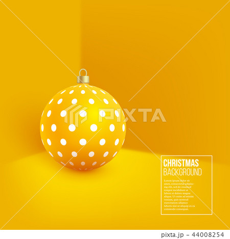 Christmas yellow bauble with geometric pattern. 3d realistic style on wall background, vector Christmas yellow bauble with geometric pattern. 3d realistic style on wall background, vector 44008254