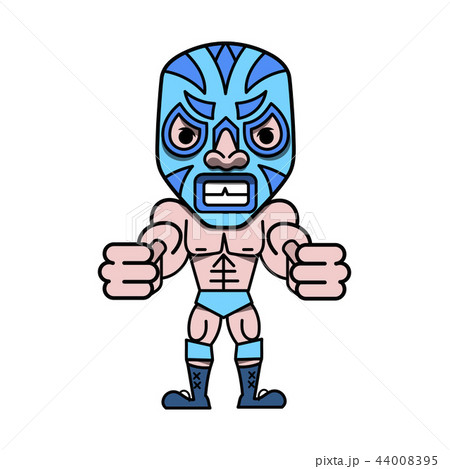 Cartoon mexican wrestler luchador pose.  44008395