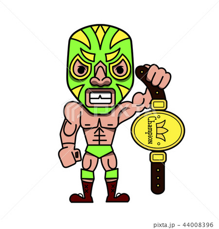 Cartoon mexican wrestler luchador pose. Cartoon mexican wrestler luchador pose. 44008396