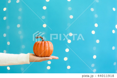 Hand holding a pumpkin 44011918