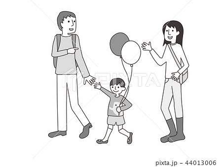 家族のイラスト3 モノトーンのイラスト素材