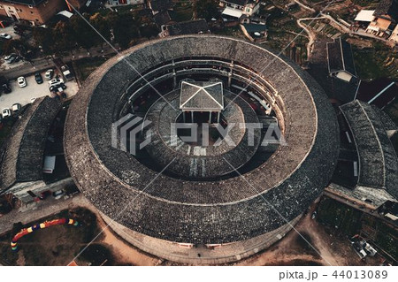 Fujian Tulou aerial closeup view 44013089
