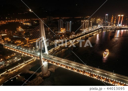 Chongqing bridge night aerial 44013095