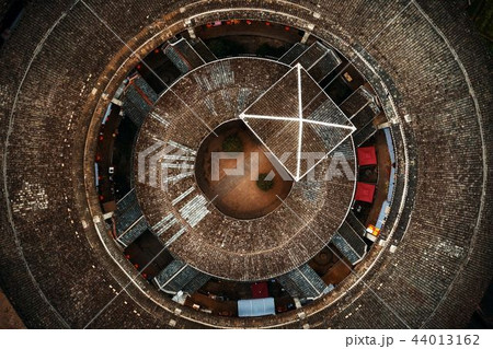 Fujian Tulou aerial closeup view 44013162
