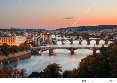 Prague skyline and bridge Prague skyline and bridge 44013357