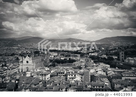 Florence skyline view rooftop black and white Florence skyline view rooftop black and white 44013993