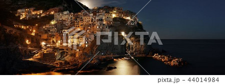 Manarola moonrise in Cinque Terre night panorama 44014984