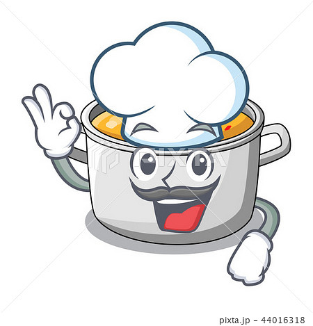 Chef cartoon chicken soup pot for dinner Chef cartoon chicken soup pot for dinner 44016318