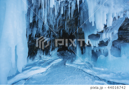 Winter frozen ice cave at frozen lake Baikal 44016742